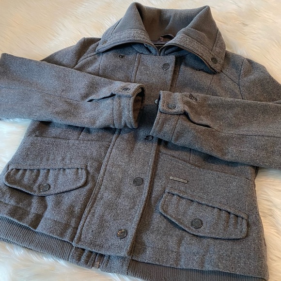 Academiks  Ladies Gray Peacoat Sz Large - Picture 1 of 8